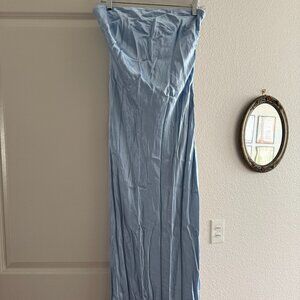 Hello Molly strapless satin dress, ice blue